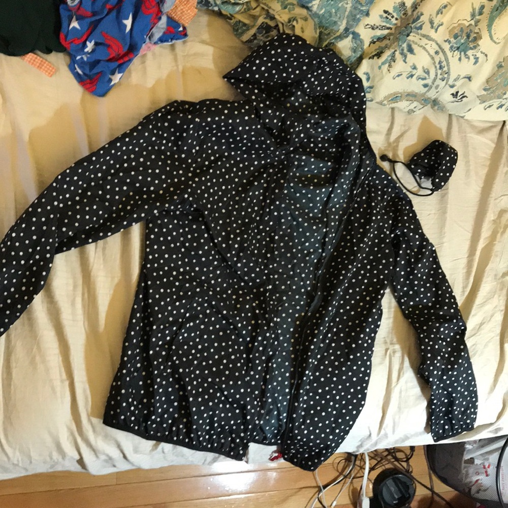 Adorable polka dotted light rain jacket